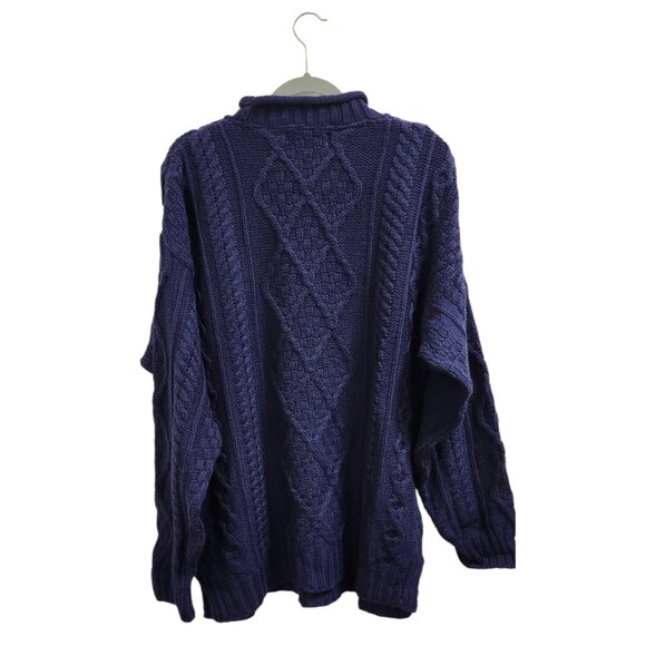 ARAN CRAFTS men's Navy 100% Irish Merino Wool Sweater Cable Knit XL - Picture 5 of 10
